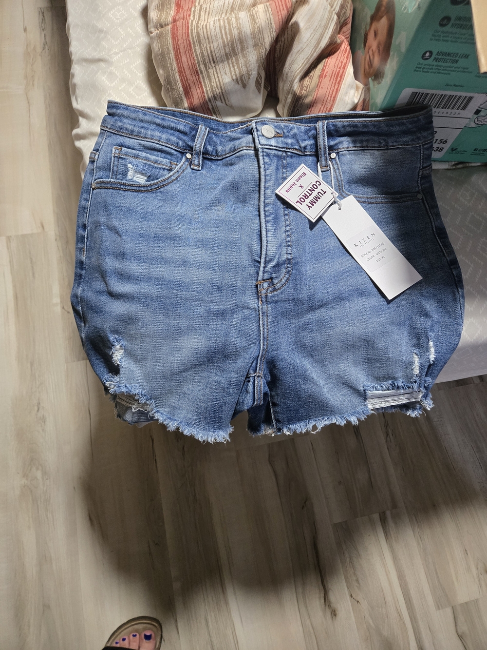 Kensie Light Blue Distressed Denim Shorts